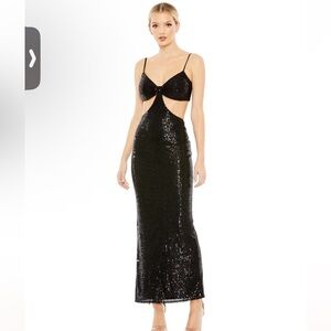 IEENA for Mac Duggal Black Sequin Cutout Gown Size 2 NWT